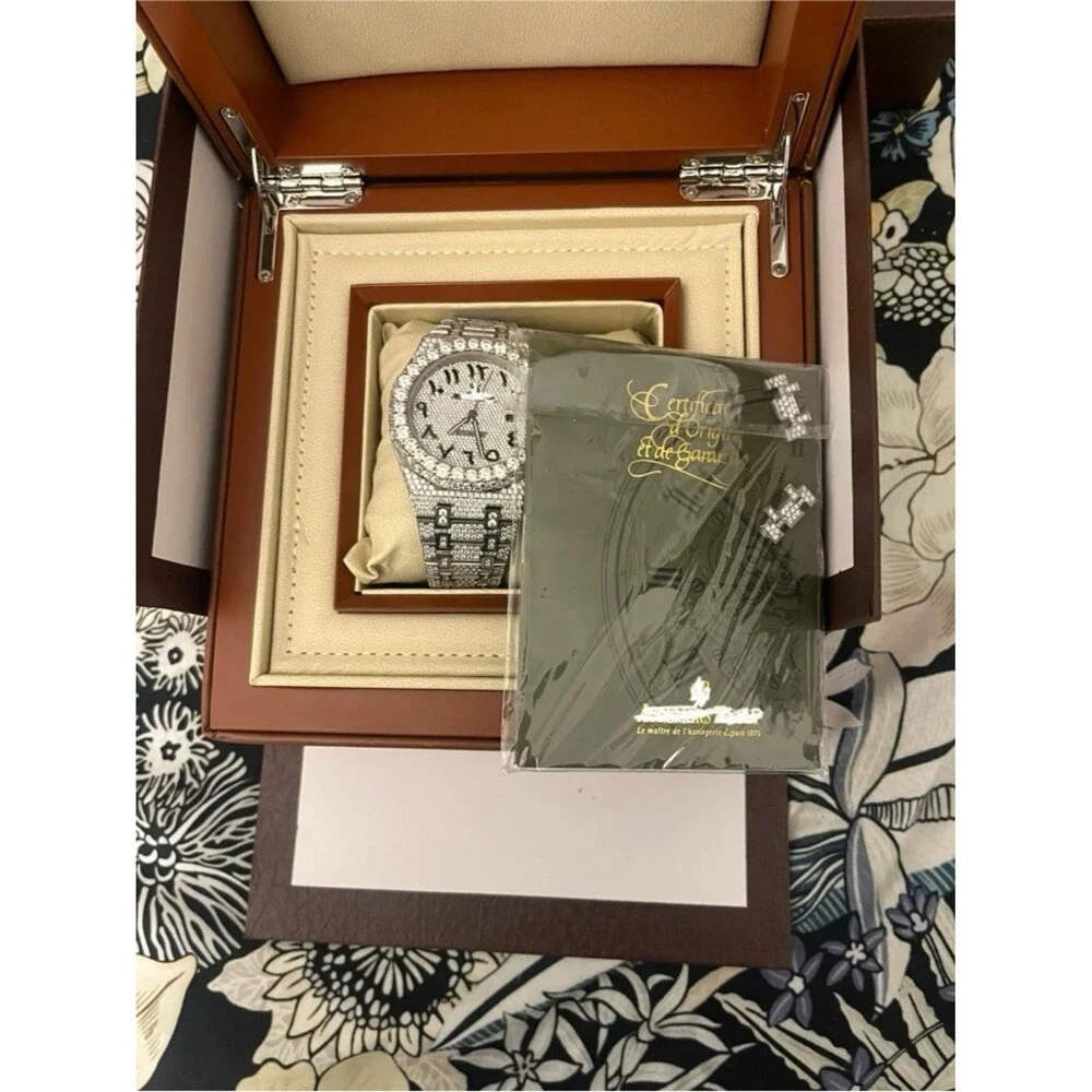 Bust Down Moissanite Watch Iced Out Swiss Auto Movement 41mm with Box + Papers